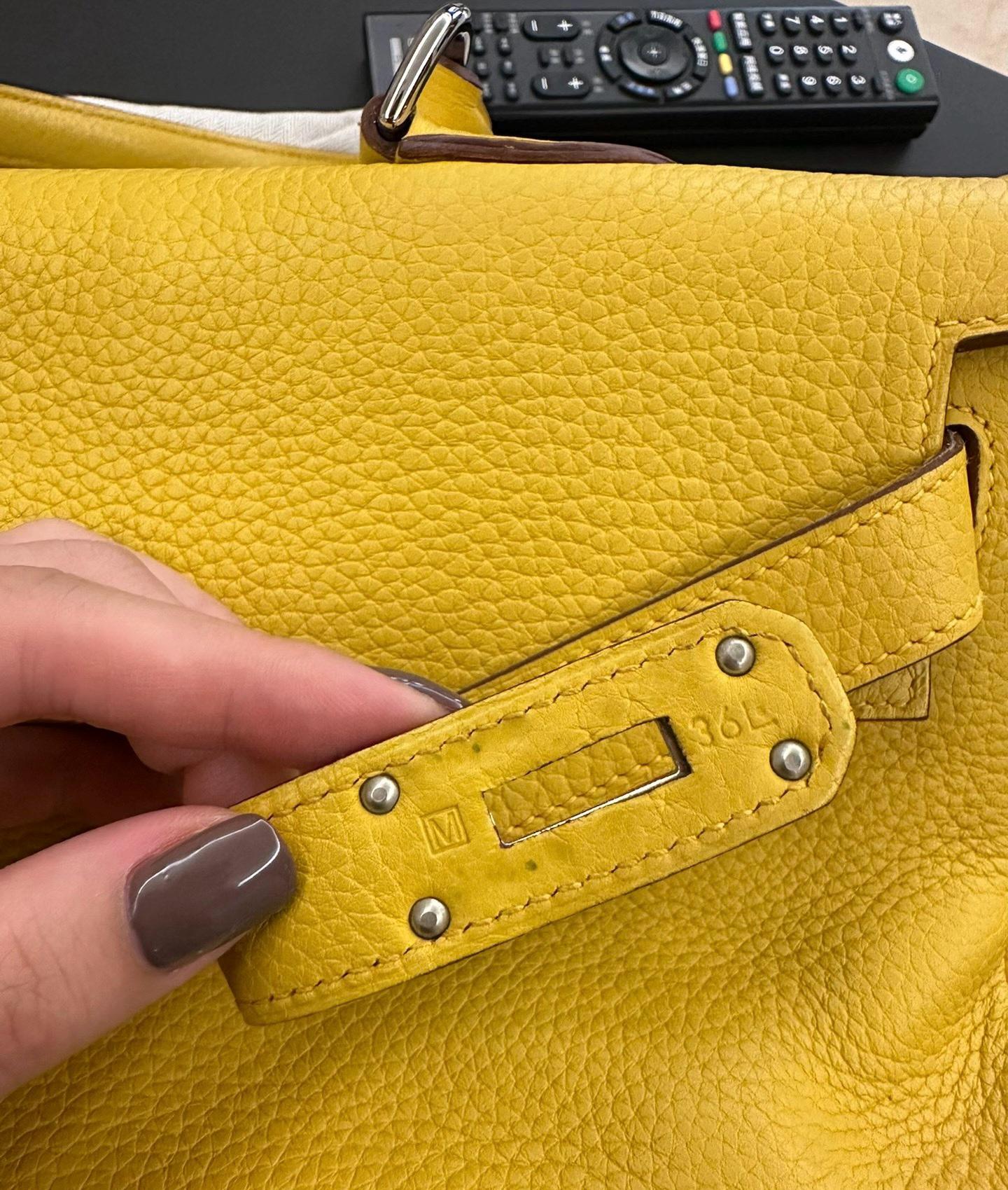 Hermes Shoulder Kelly Yellow Togo Leather Palladium Hardware - Image 6