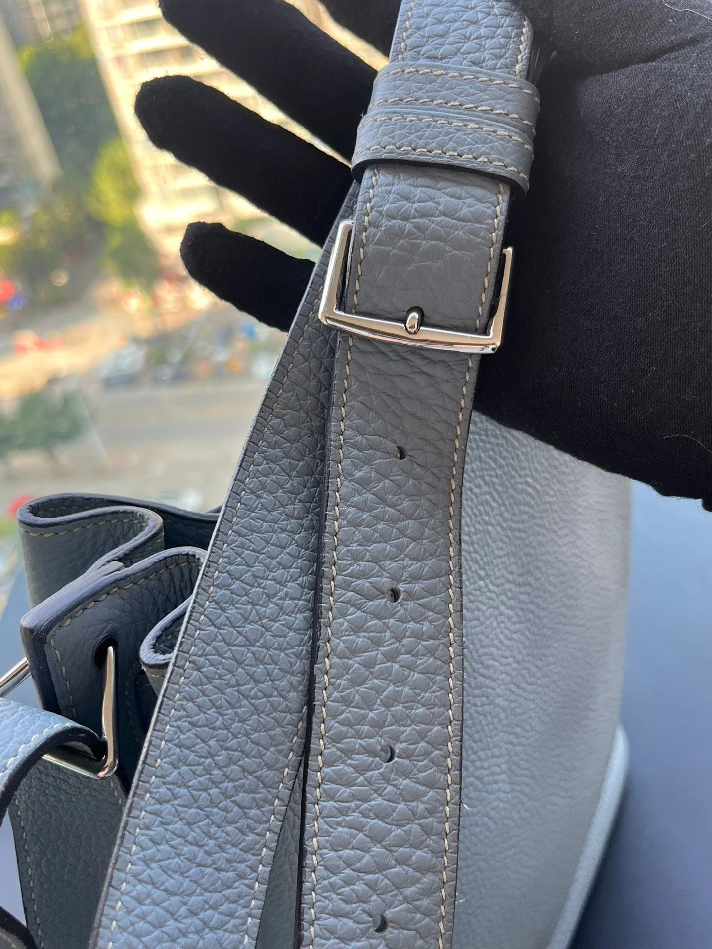 Hermès so Kelly 22 Bleu Lin togo leather palladium hardware - Image 18