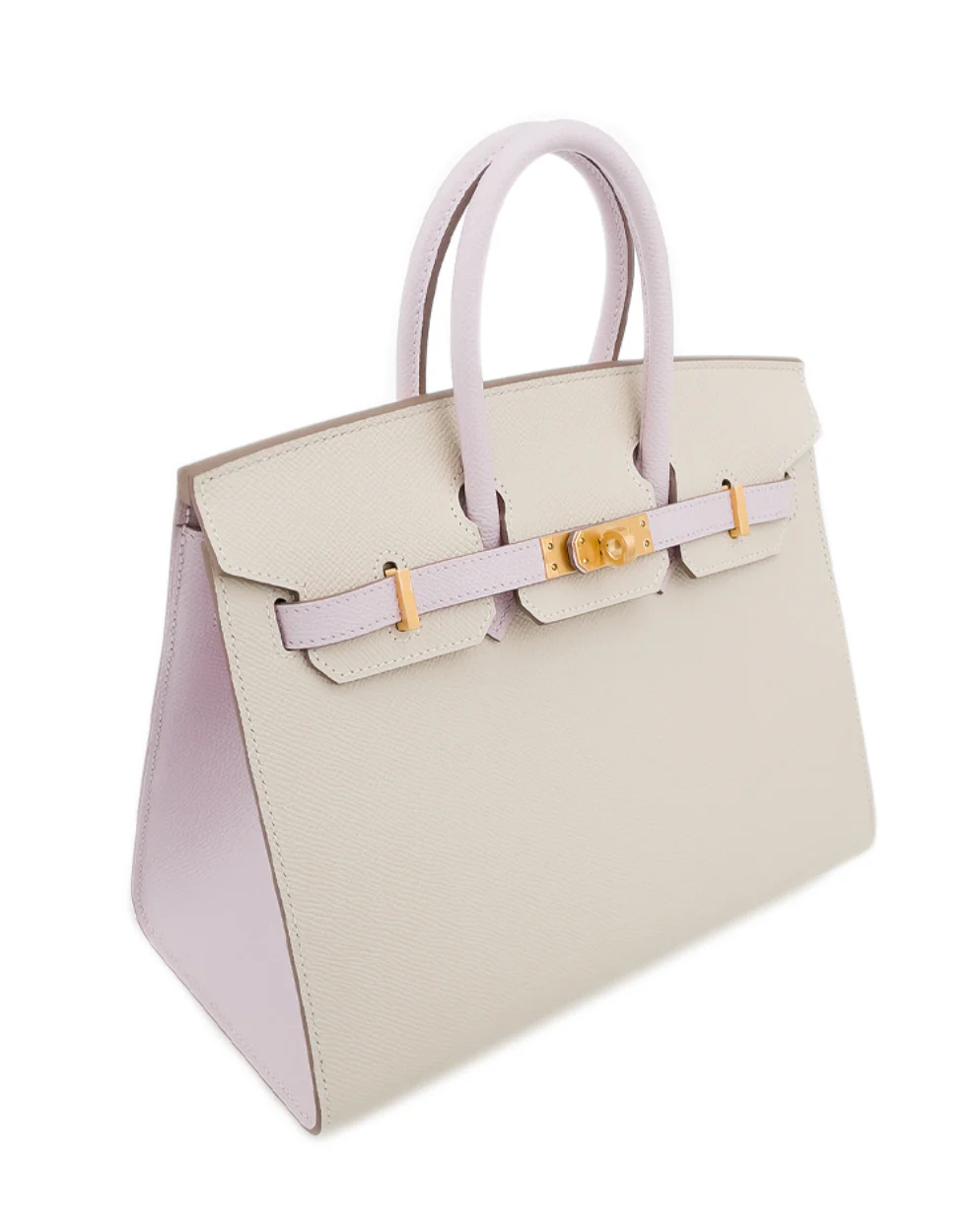 Hermès Birkin 25 Sellier Craie and Mauve Pale Epsom Gold Hardware - Image 2