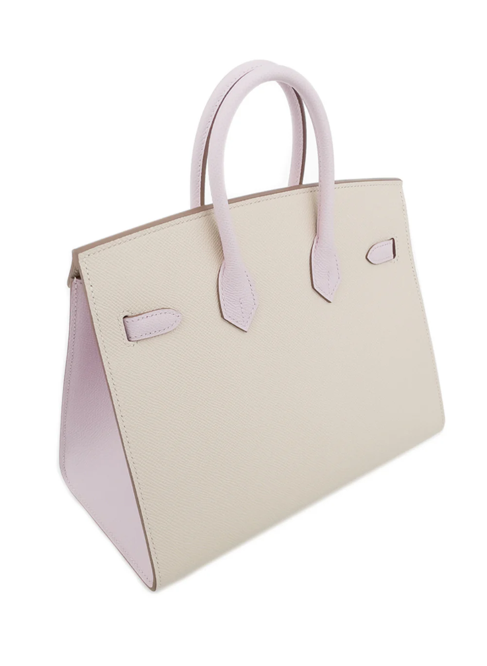 Hermès Birkin 25 Sellier Craie and Mauve Pale Epsom Gold Hardware - Image 3