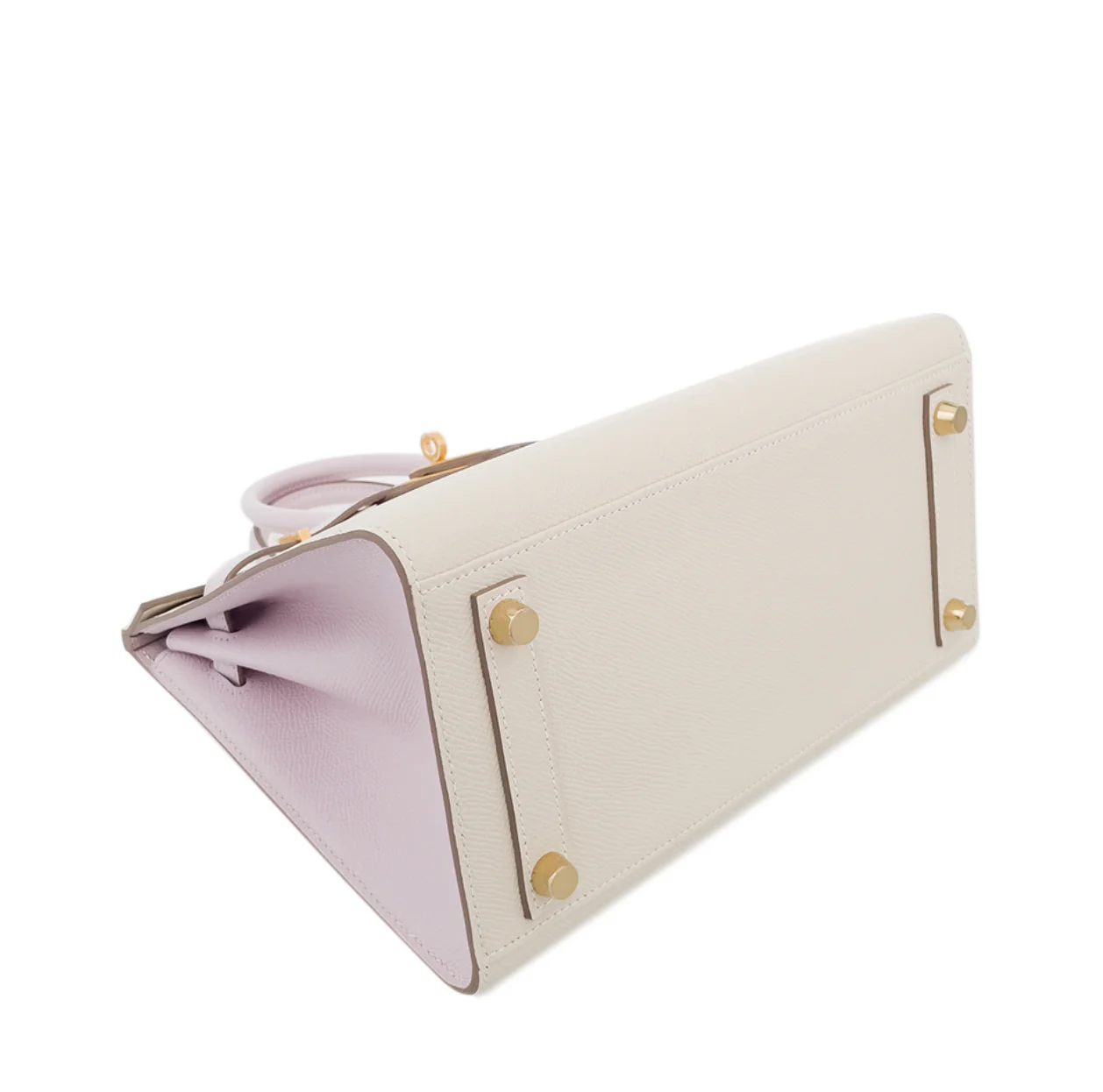 Hermès Birkin 25 Sellier Craie and Mauve Pale Epsom Gold Hardware - Image 4