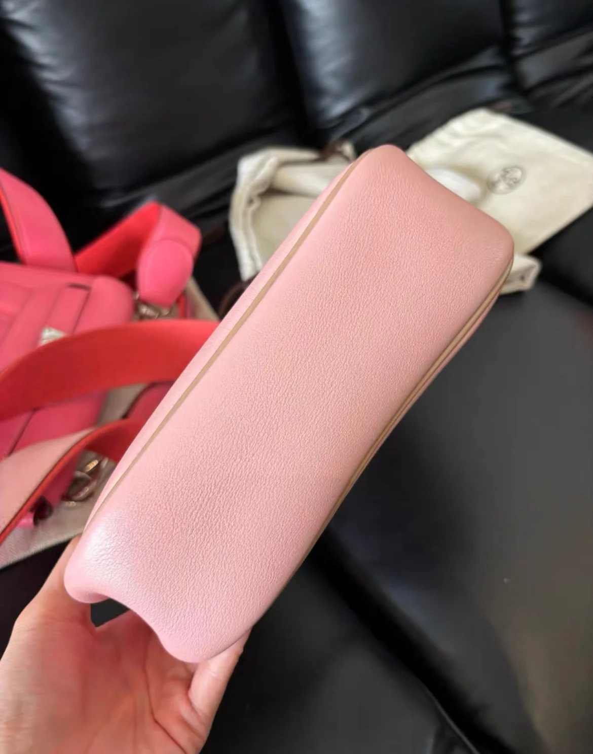HERMES Swift Leather Mini Berline Shoulder Bag Cherry Blossom Pink - Image 8