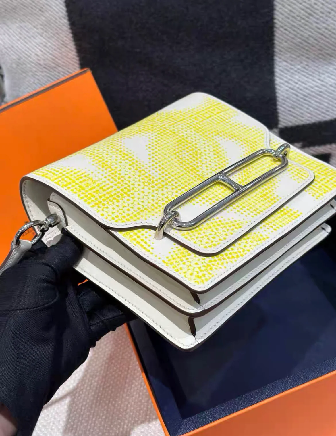 HERMES Swift Printed Circuit Mini Sac Roulis Faubourg Nata Lime Jaune Bourgeon Jaune Poussin - Image 3