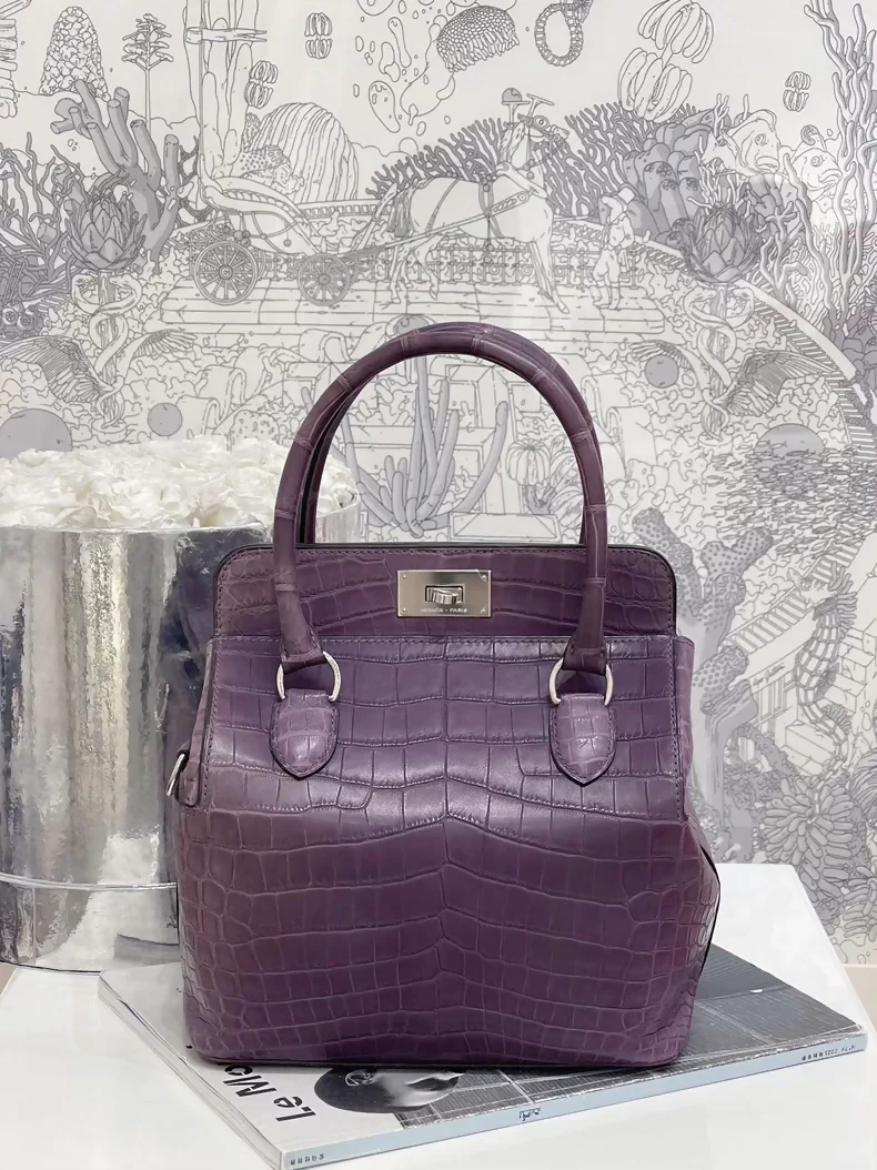 Hermès Tool Box 20 Purple matte alligator palladium hardware - Image 3