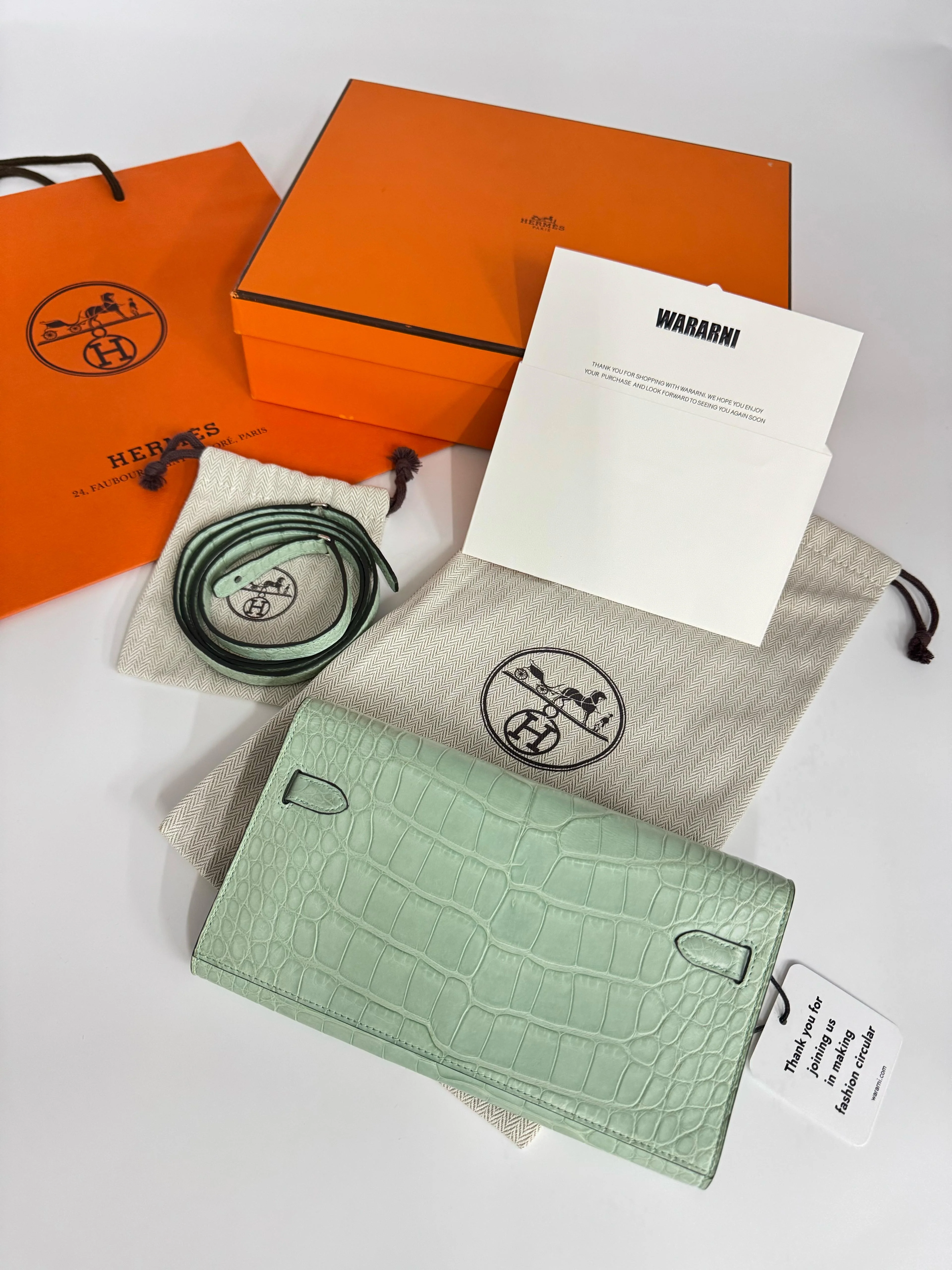 Hermès Vert d’Eau Matte Mississippiensis Alligator Kelly-To-Go Wallet Palladium Hardware, 2022 - Image 3