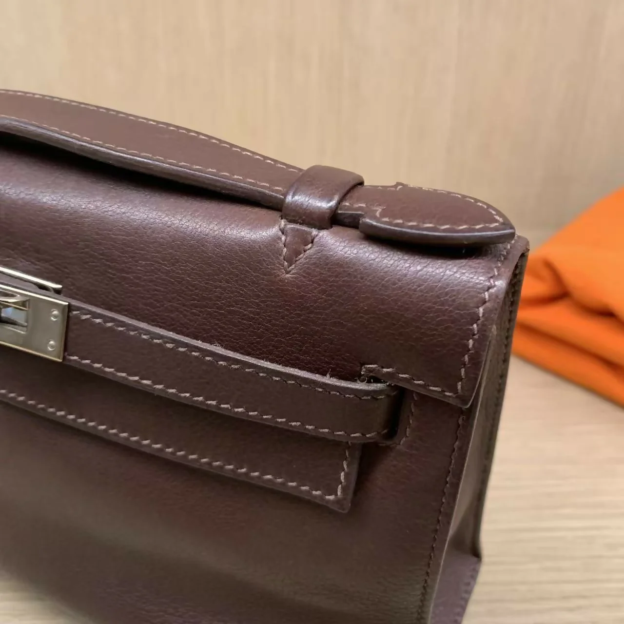Hermes vintage brown Kelly pochette - Image 3