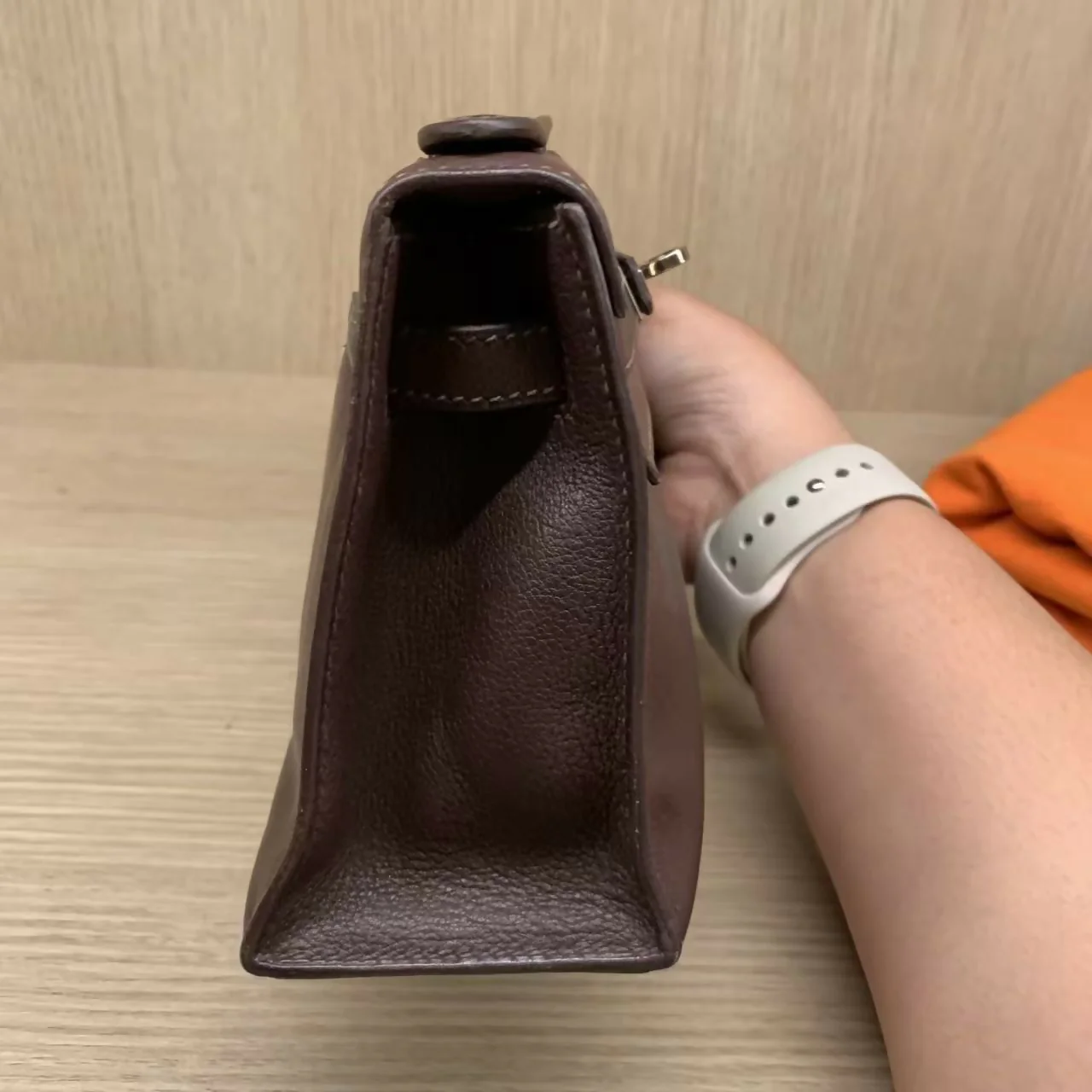 Hermes vintage brown Kelly pochette - Image 5