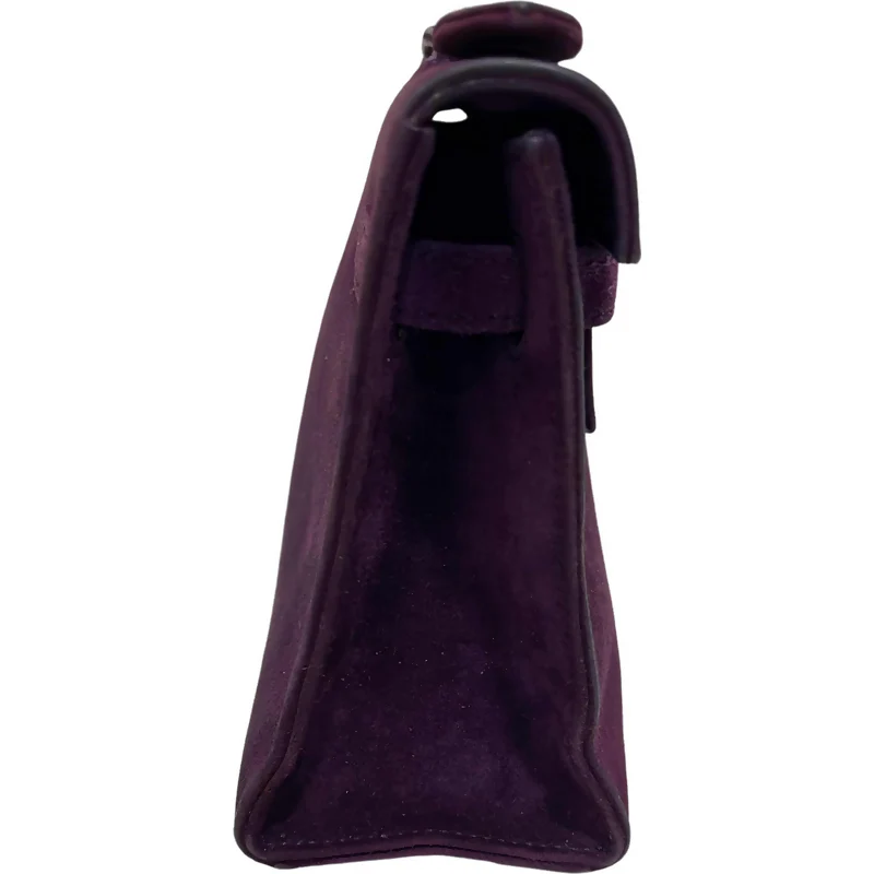 Hermes vintage Kelly pochette suede in purple stamp square H - Image 10