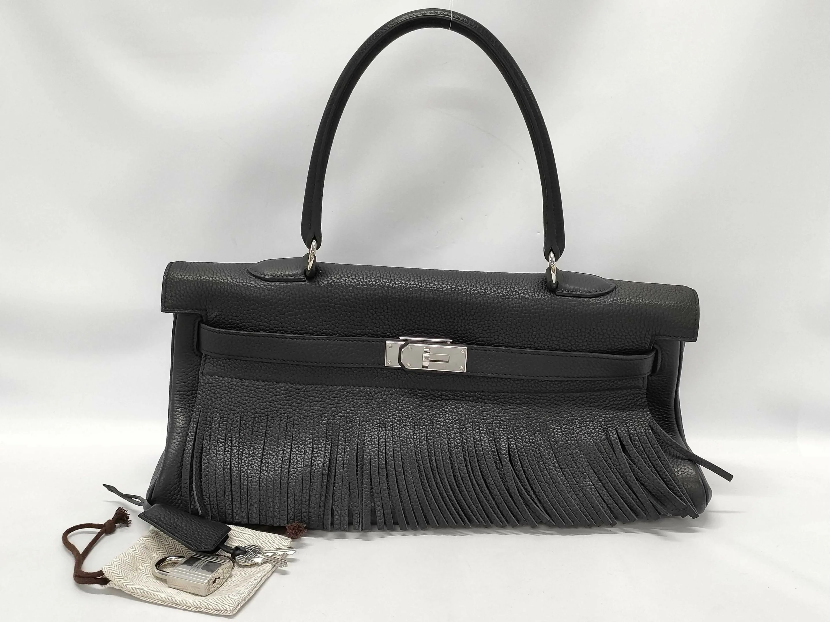 Hermes Vintage Kelly shoulder black Fringe - Image 3