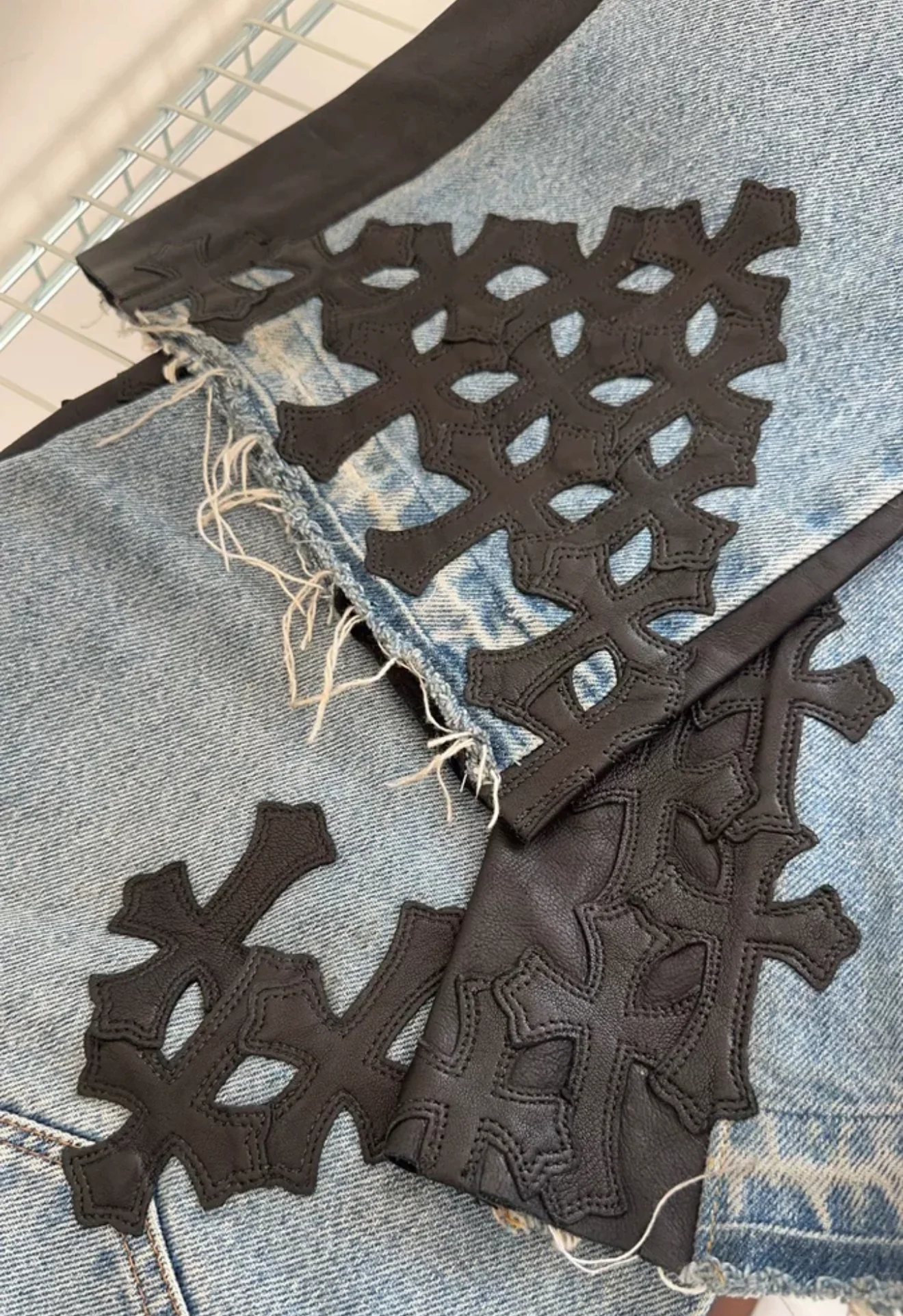 hrome Hearts Gallery Dept Cross Patch Flare Denim Jeans - Image 3