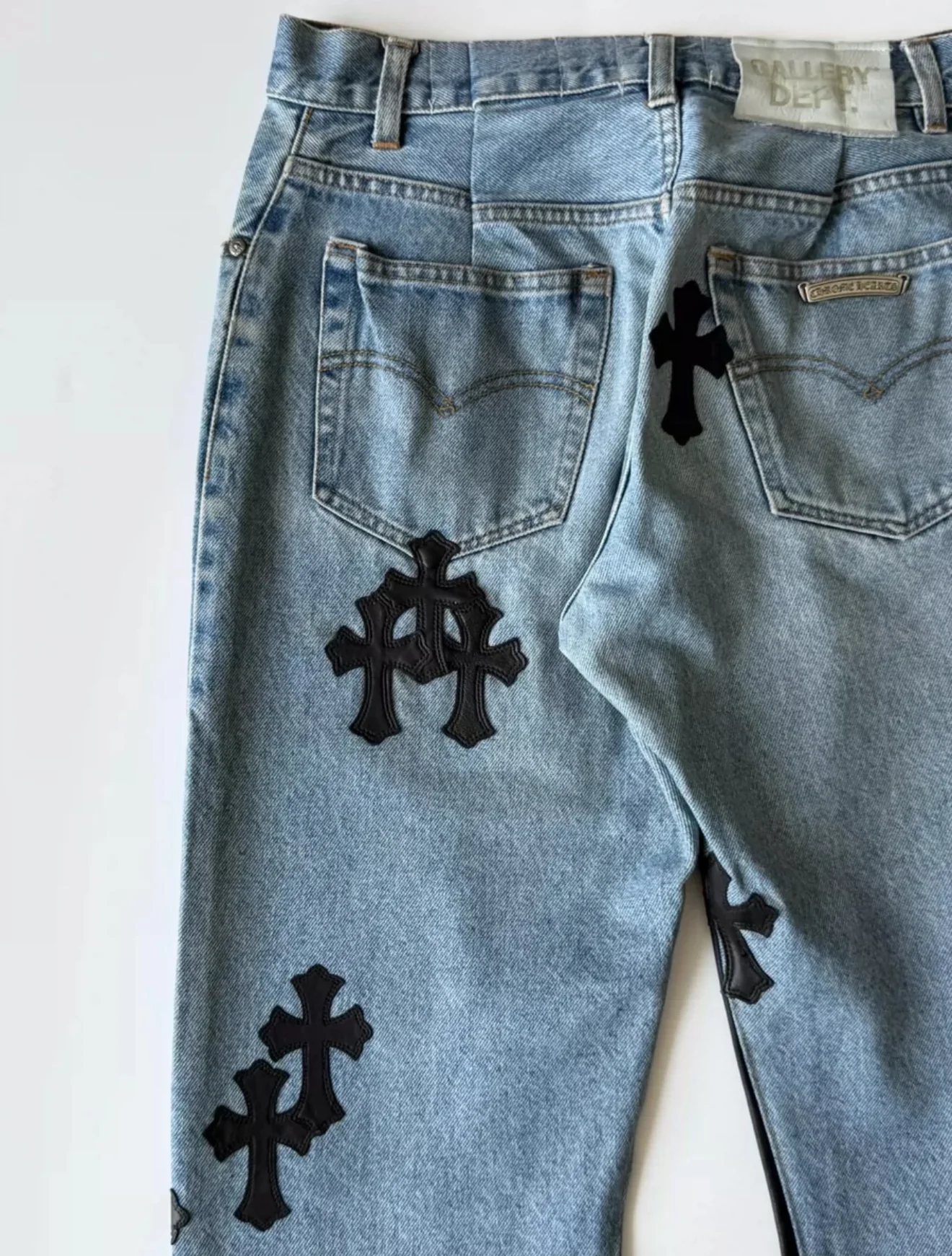 hrome Hearts Gallery Dept Cross Patch Flare Denim Jeans - Image 4