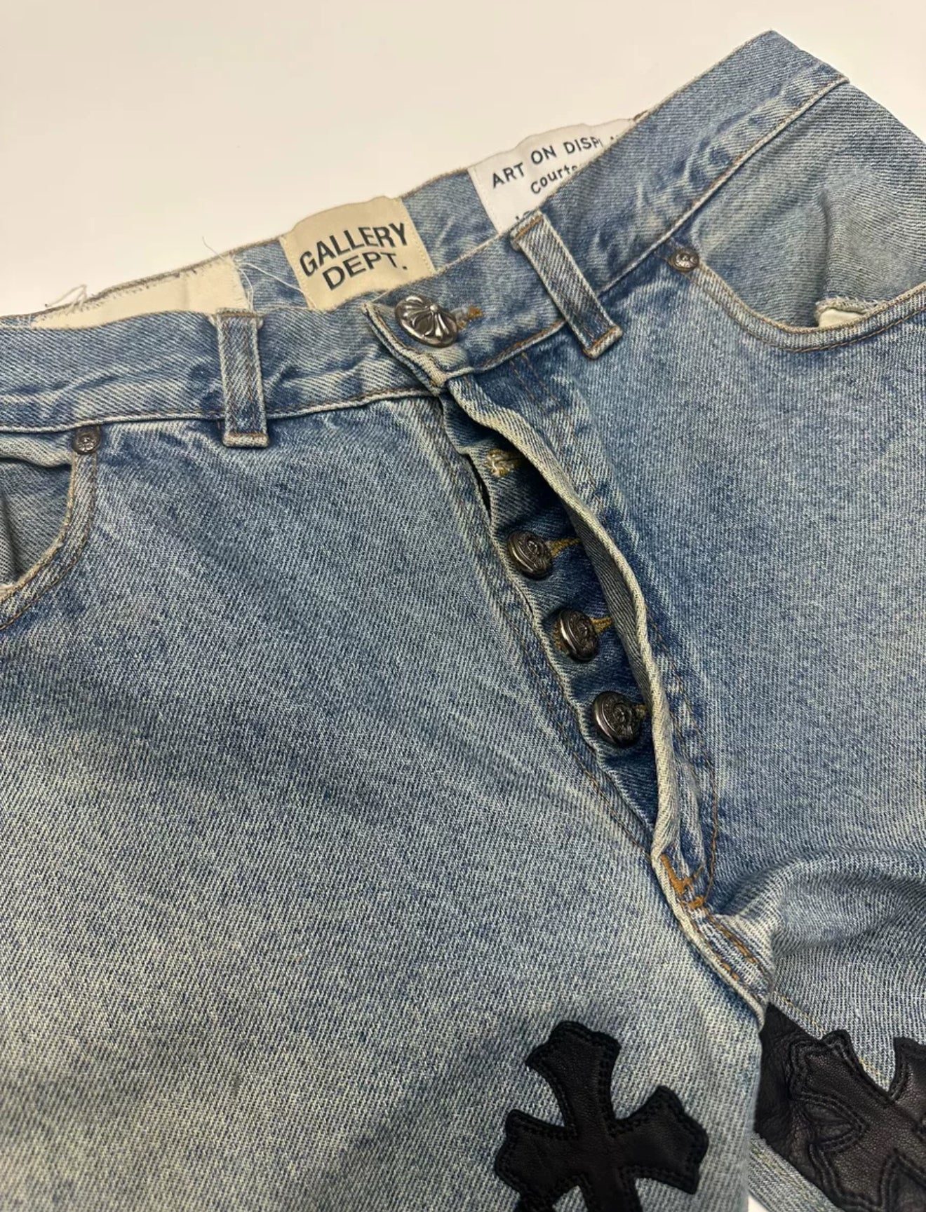 hrome Hearts Gallery Dept Cross Patch Flare Denim Jeans - Image 6