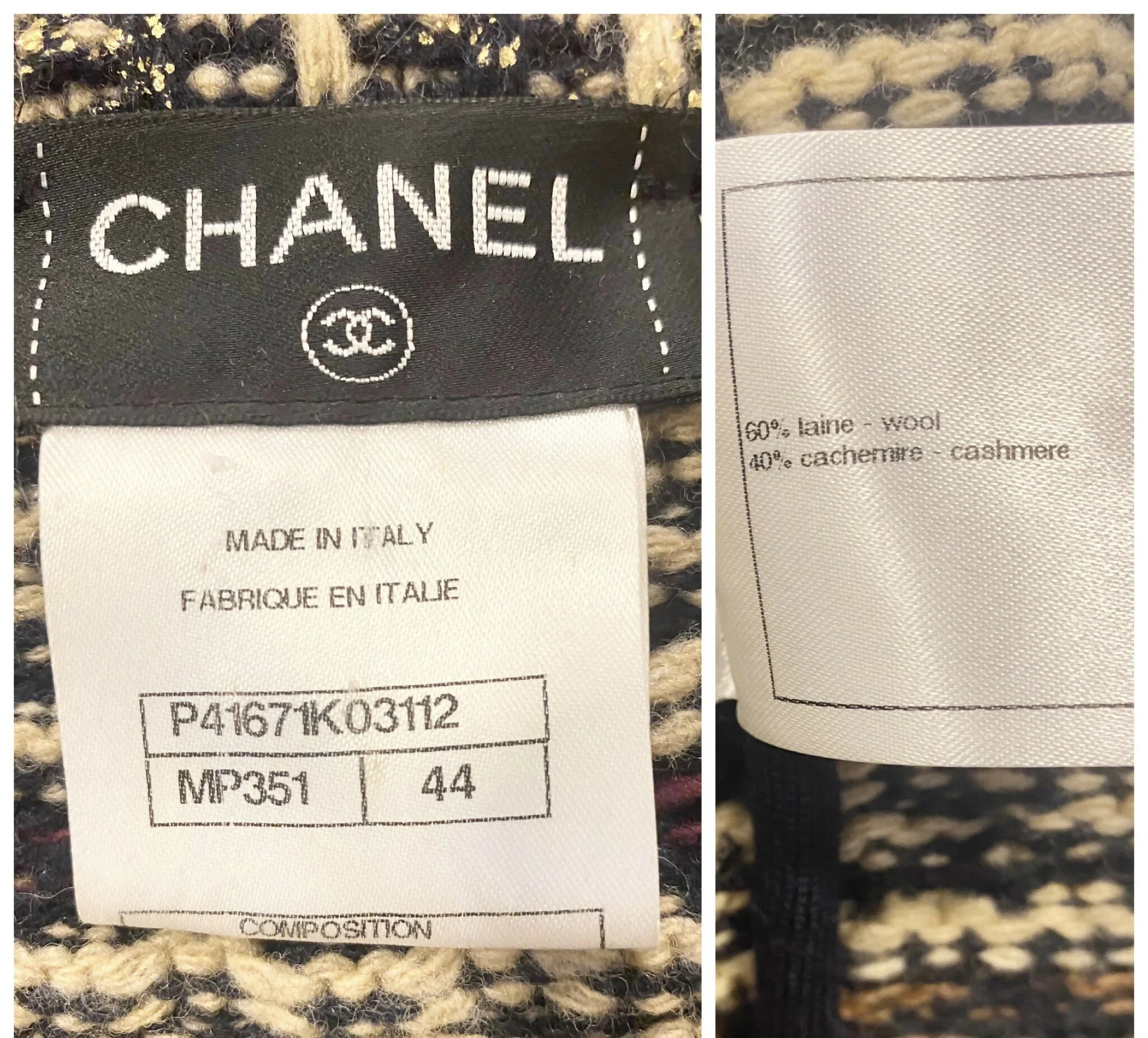Iconic Chanel 11A Paris-Byzance Multicolor Gold Metallic Wool Tweed Coat FR 44 - Image 7