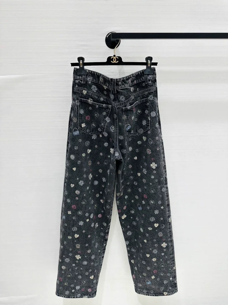 Chanel 25b wide-leg print denim jeans - Image 2