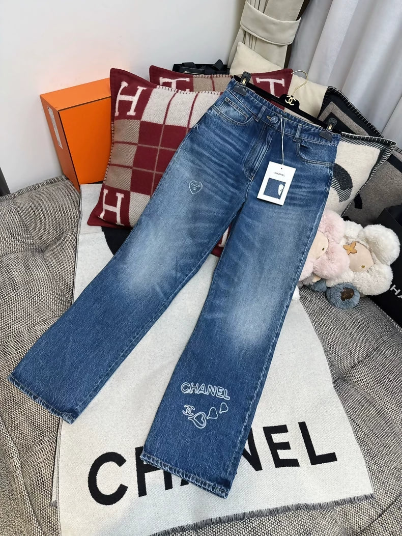 Chanel 24B blue straight leg jeans - Image 3