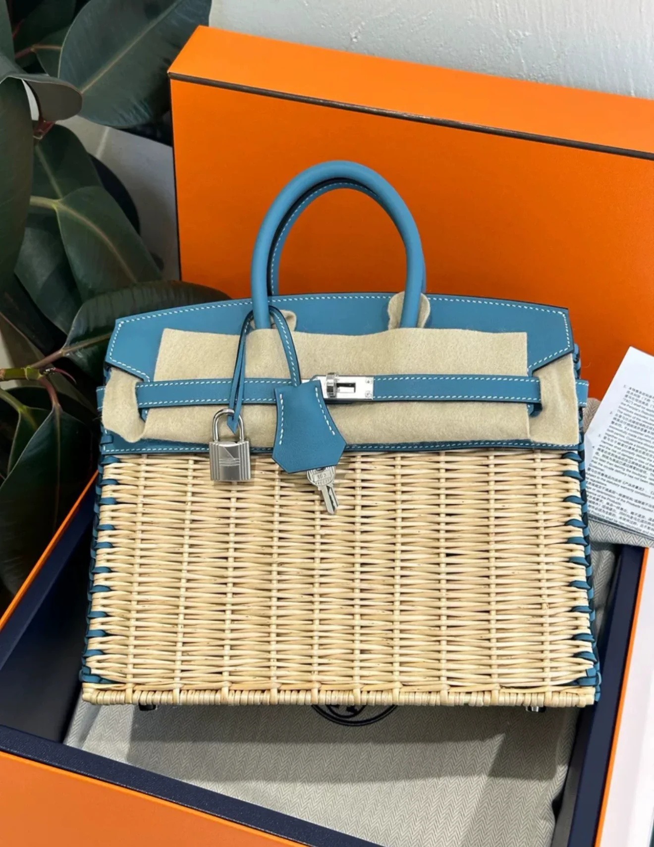 Limited Edition Hermes Birkin 25 Picnic Blue Jean Palladium Hardware - Image 3