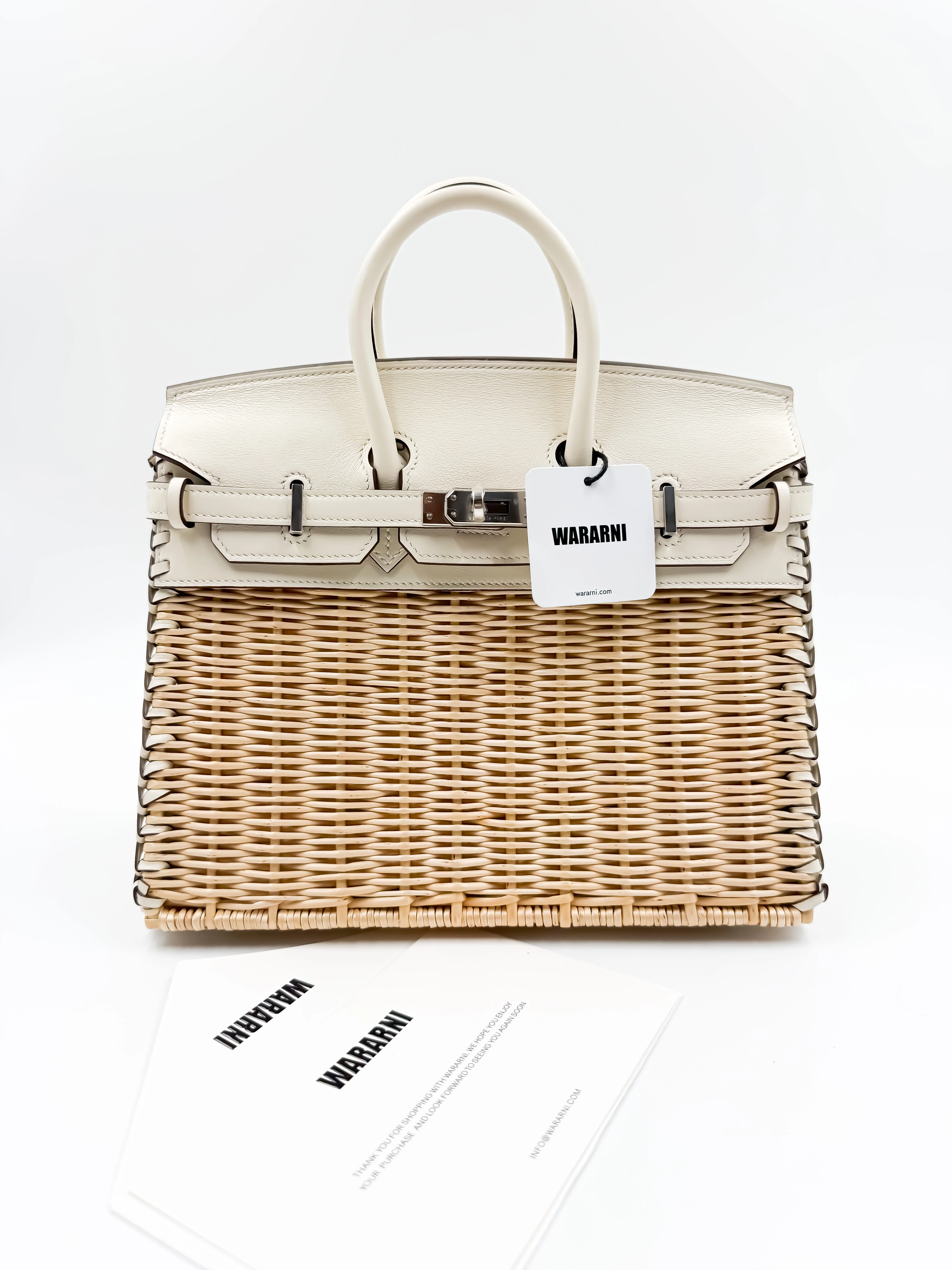 Limited Edition Hermes Birkin 25 Picnic Nata Palladium Hardware