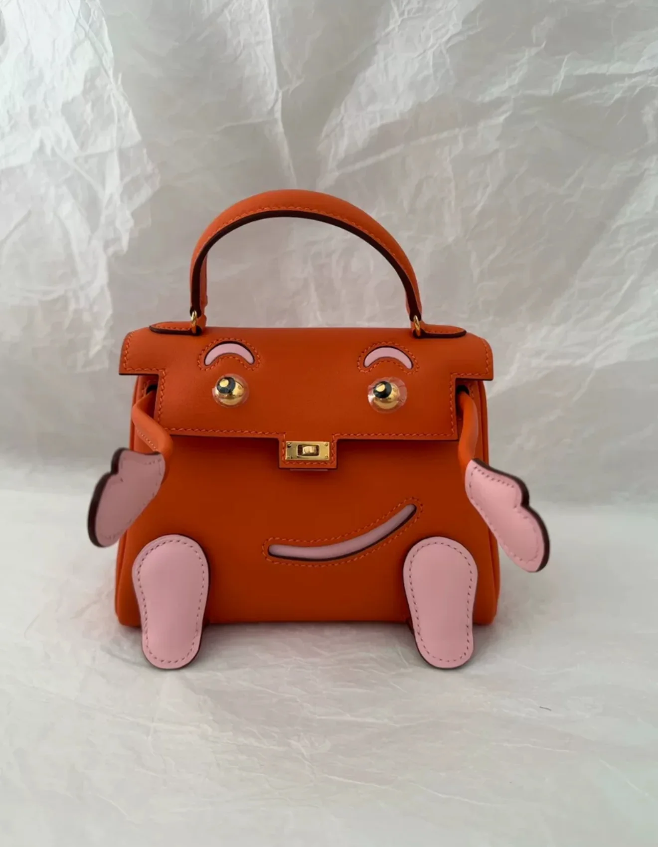 Hermes kelly doll Orange Rose Sakura Swift leather with Gold Hardware - Image 2