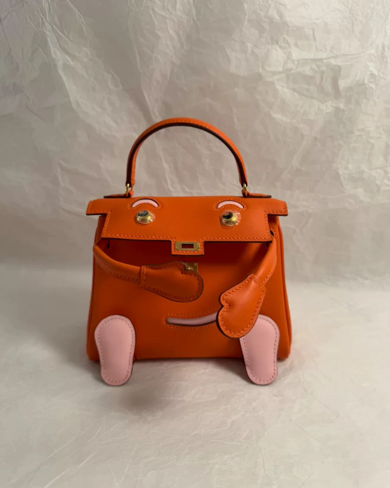 Hermes kelly doll Orange Rose Sakura Swift leather with Gold Hardware - Image 3