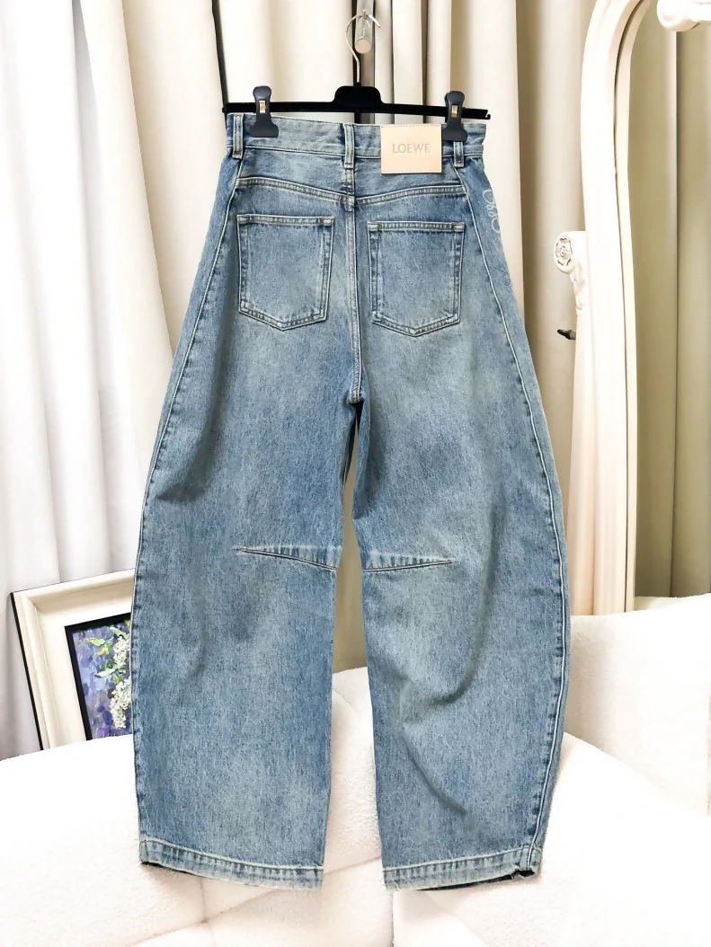 Loewe light blue washed distressed denim trousers - Image 3