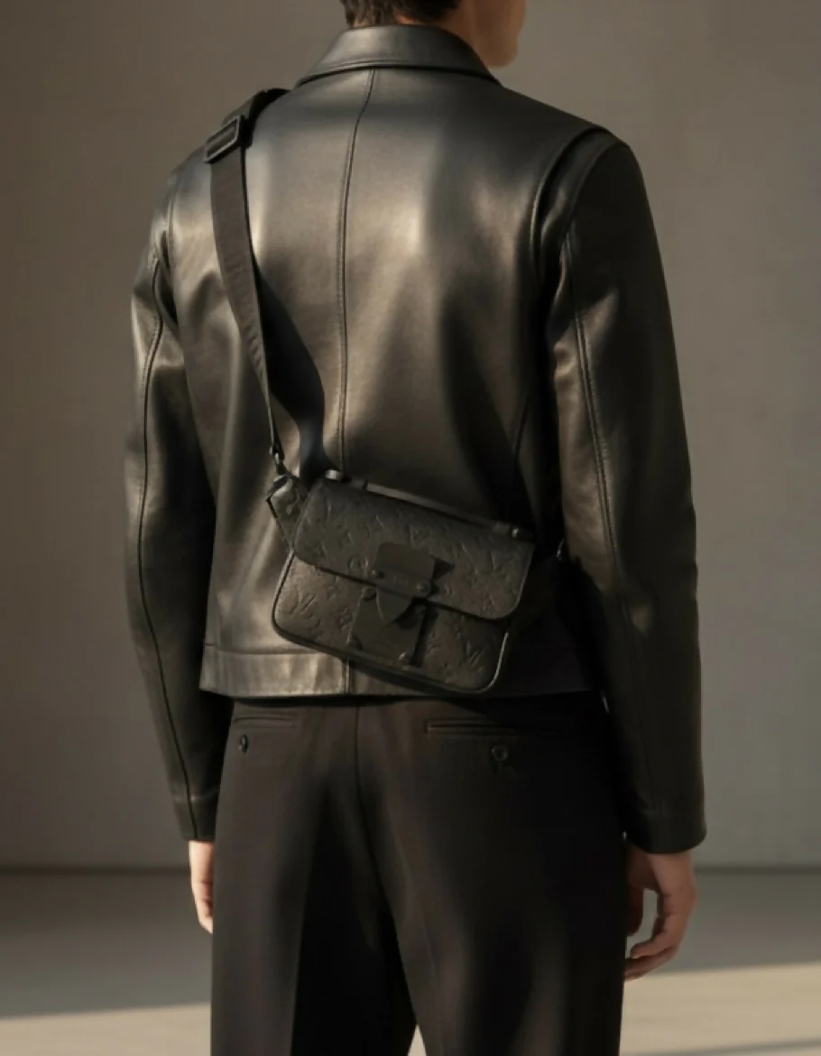 Louis Vuitton Matte Black Taurillon Monogram S Lock Sling Crossbody Waist Bag - Image 6