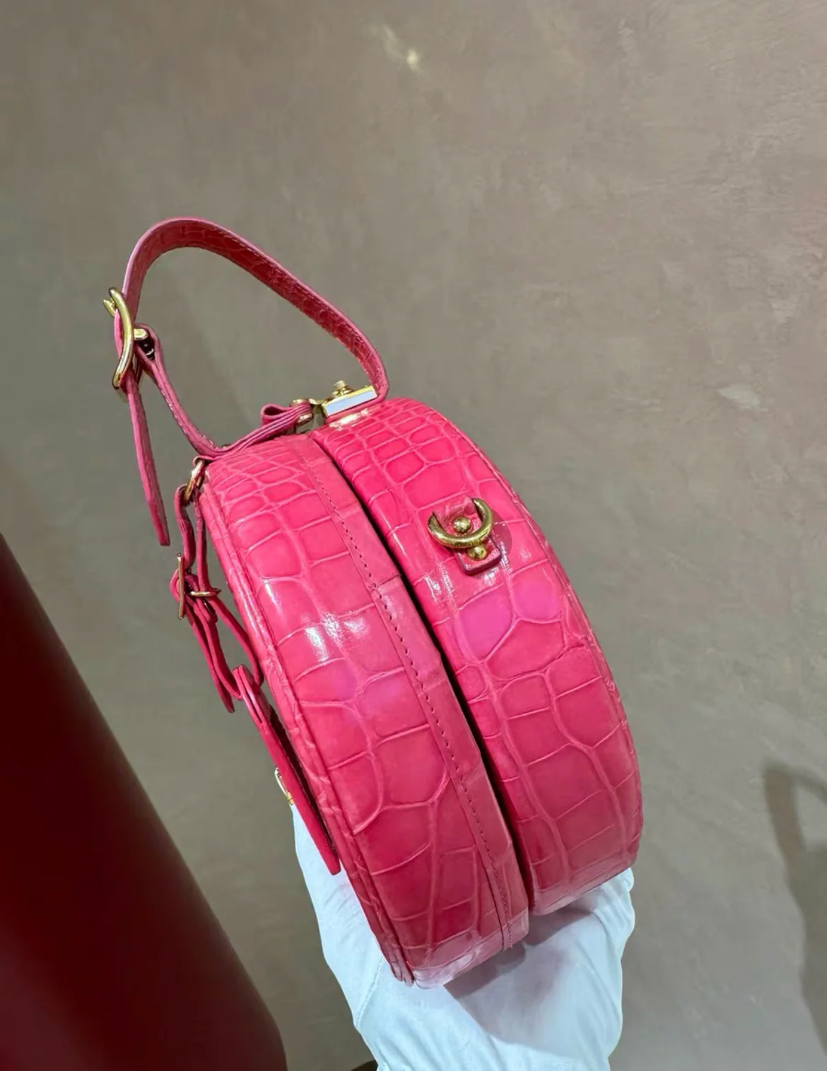 Louis Vuitton Pink Alligator Petite Boite Chapeau - Image 3