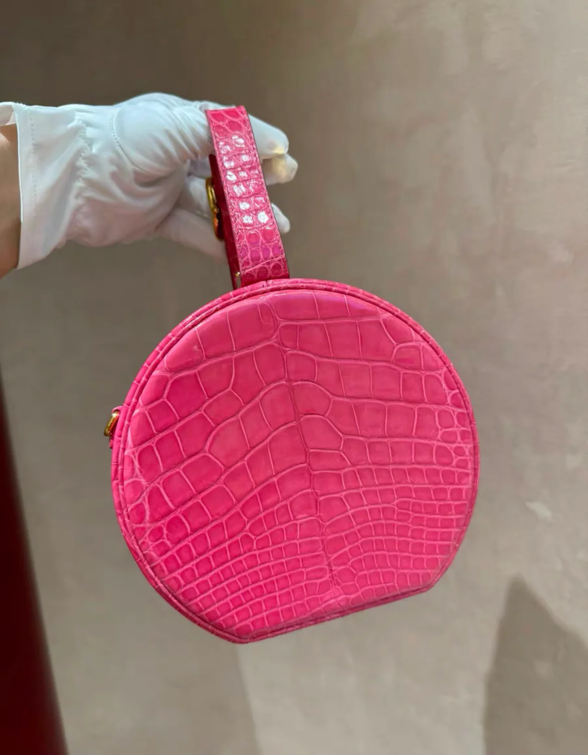 Louis Vuitton Pink Alligator Petite Boite Chapeau - Image 5