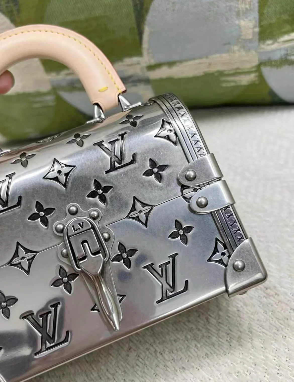 Louis Vuitton Silver Monogram Metal Mini Treasure Trunk, 2022 available brand new full set - Image 5