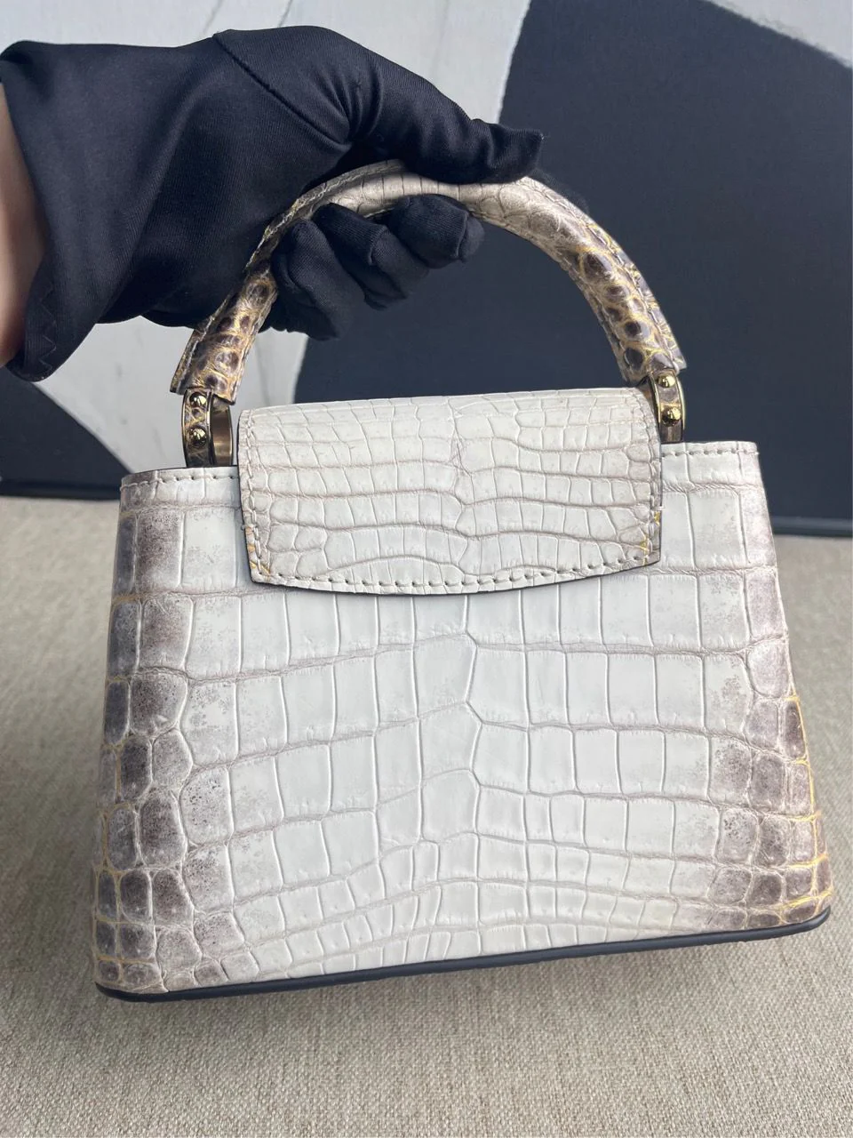 Louis Vuitton White Matte Himalaya Crocodile Mini Capucines - Image 2