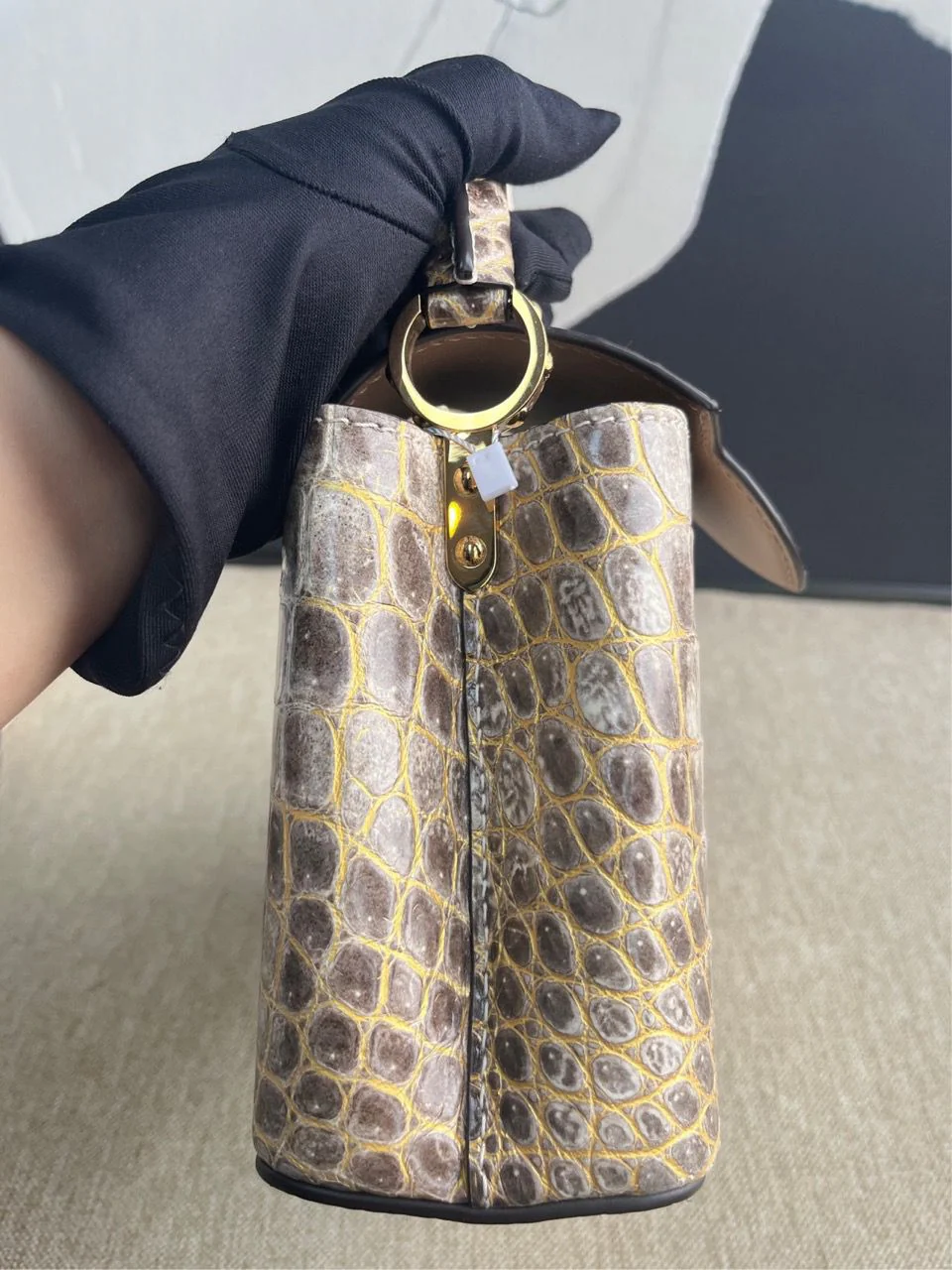 Louis Vuitton White Matte Himalaya Crocodile Mini Capucines - Image 6