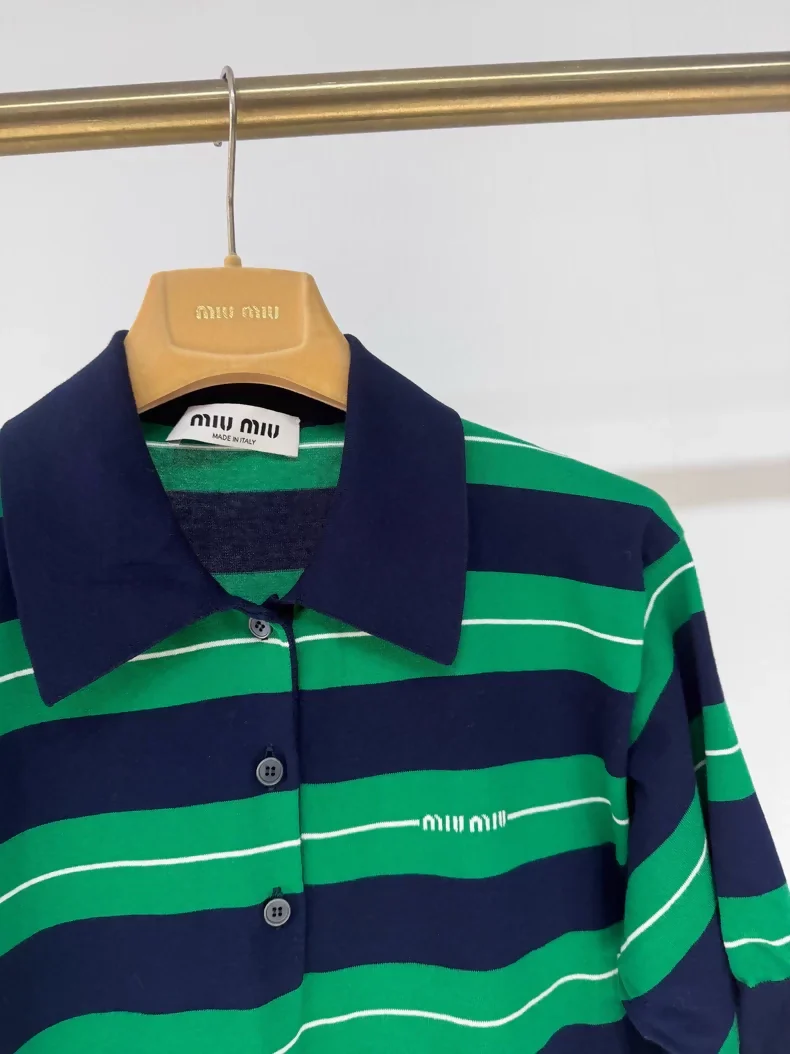 Miu Miu 25 new black and green striped polo shirt - Image 2