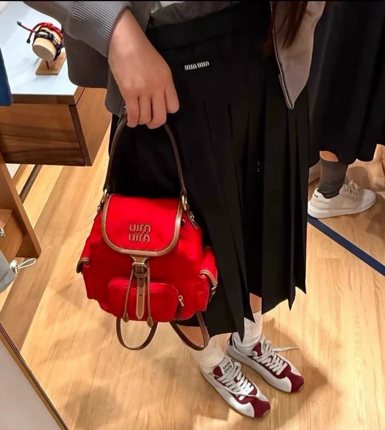 Miu Miu 25ss small backpack in red denim - Image 3