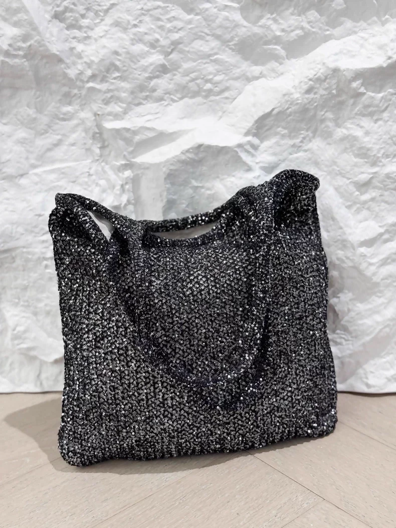 Miu Miu black and silver sequined tote bag, - Image 3