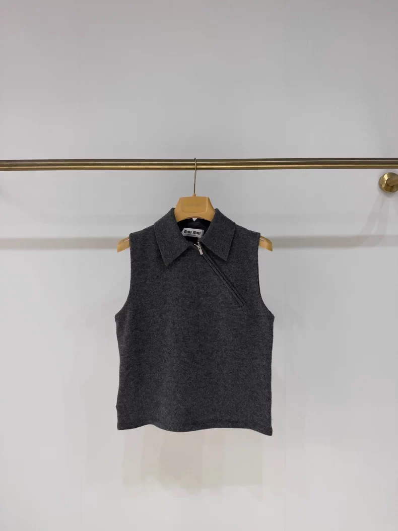 Miu Miu Fall/Winter 2025 cashmere polo vest top,
