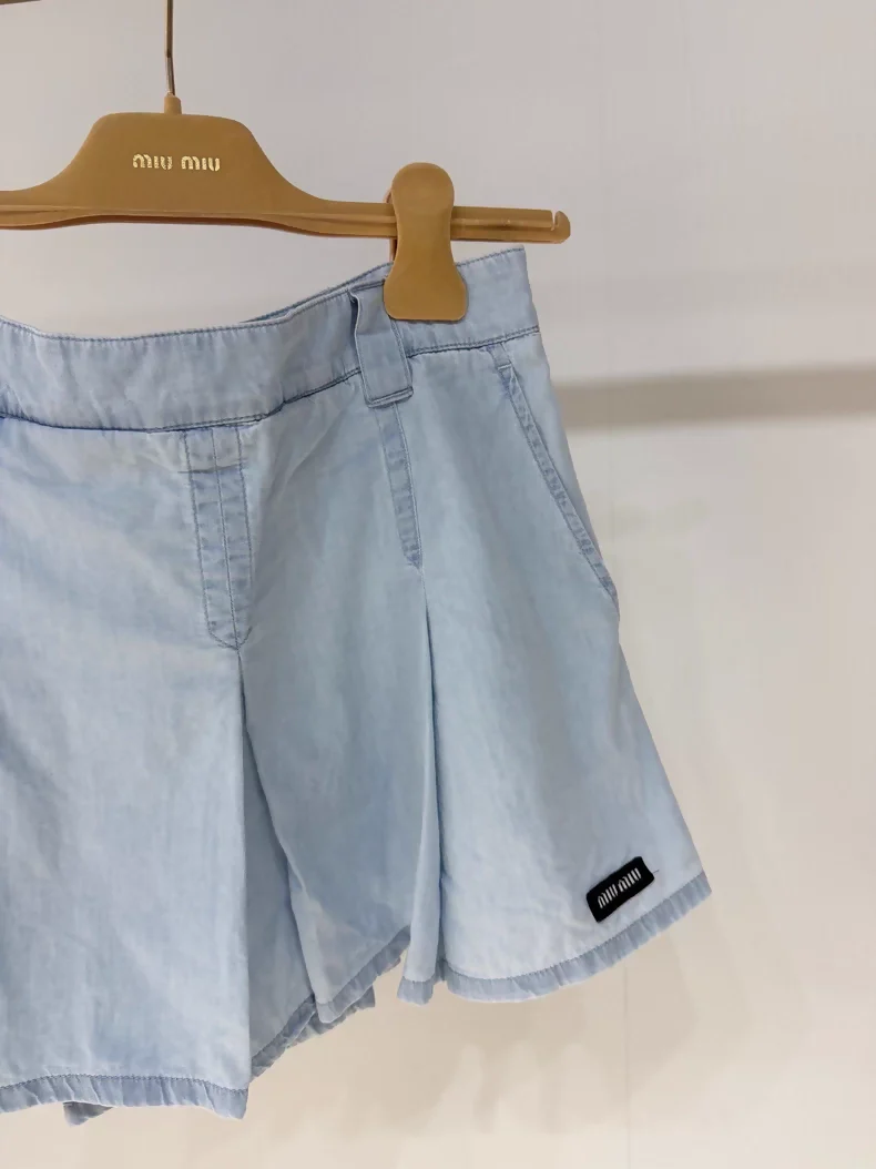 Miu Miu light blue distressed denim skirt - Image 2