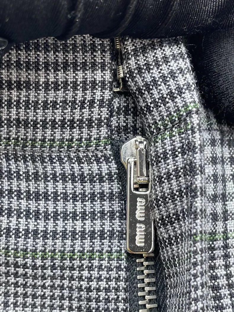 Miu Miu plaid wool slim straight leg pants - Image 3