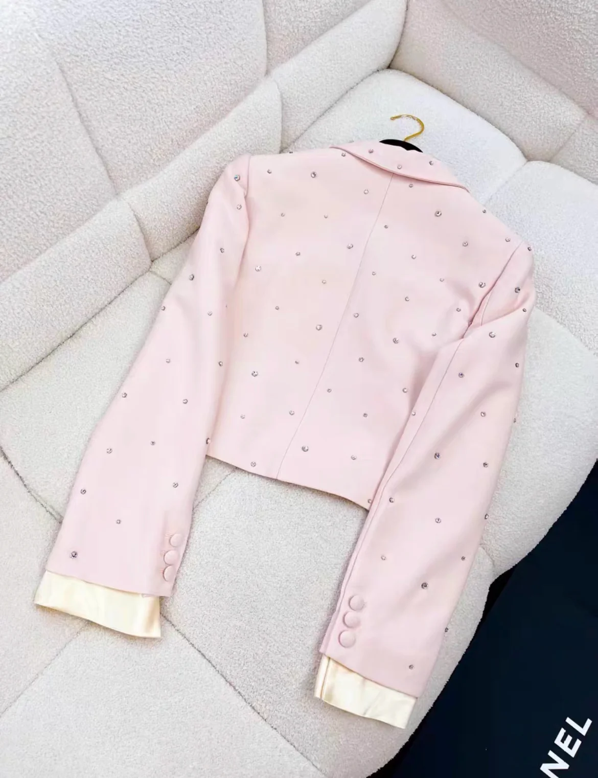 Miu Miu rhinestone-embellished pink jacket size 38 - Image 4