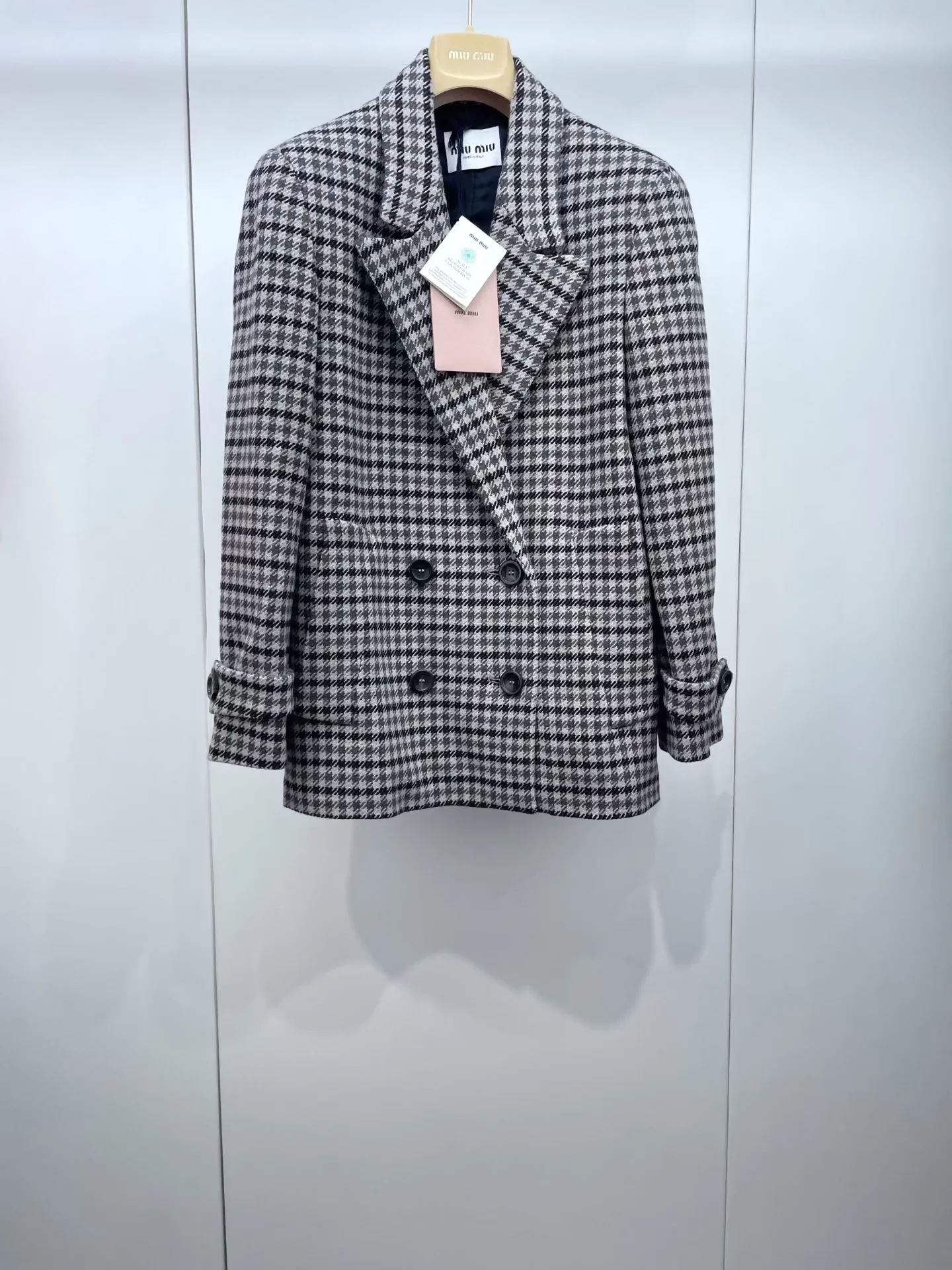 MIU MIU wool plaid suit jacket