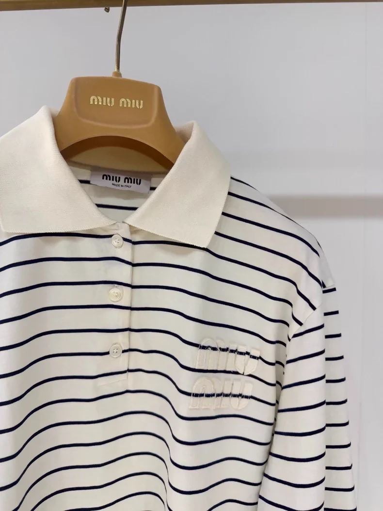 Miu miu striped polo top - Image 2