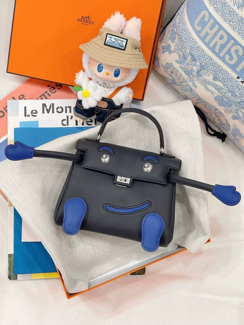Hermès Kelly doll, indigo and royal blue swift leather palladium hardware - Image 2
