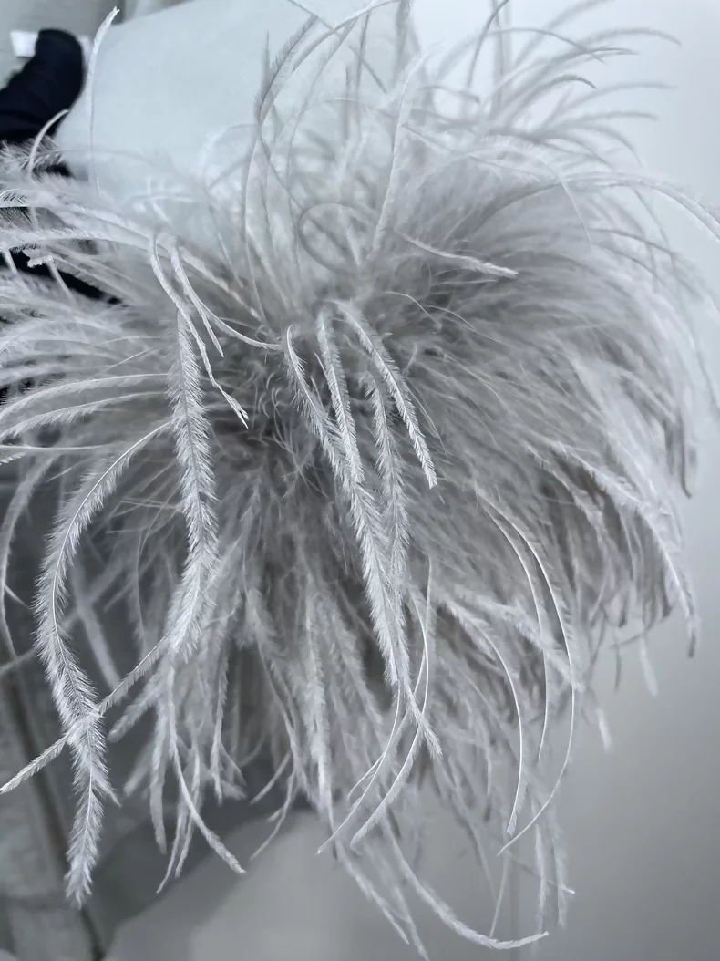 Prada 2024 Grey Feather-Decorated Hooded jacket - Image 3