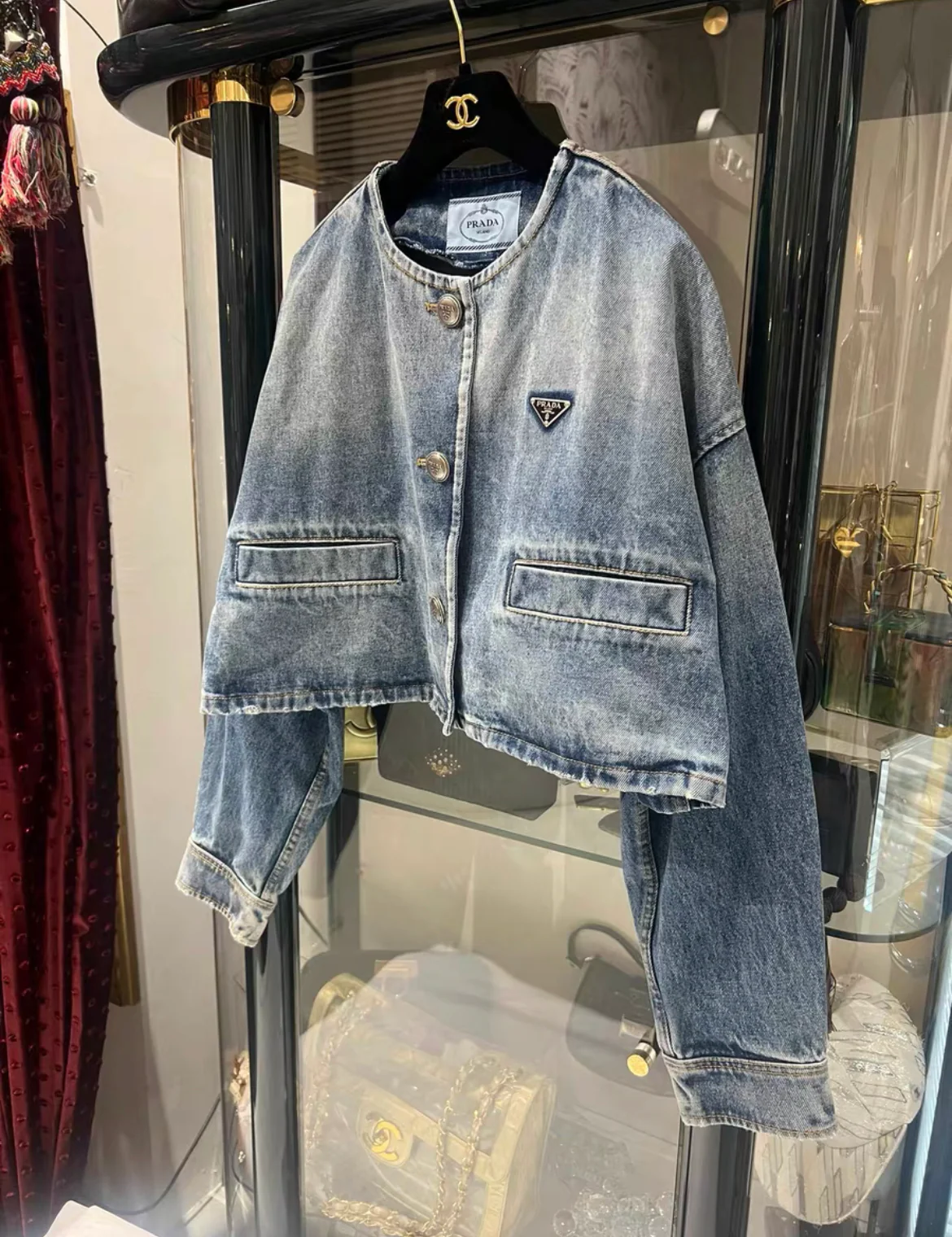 Prada denim blouse on jacket size 40 - Image 2