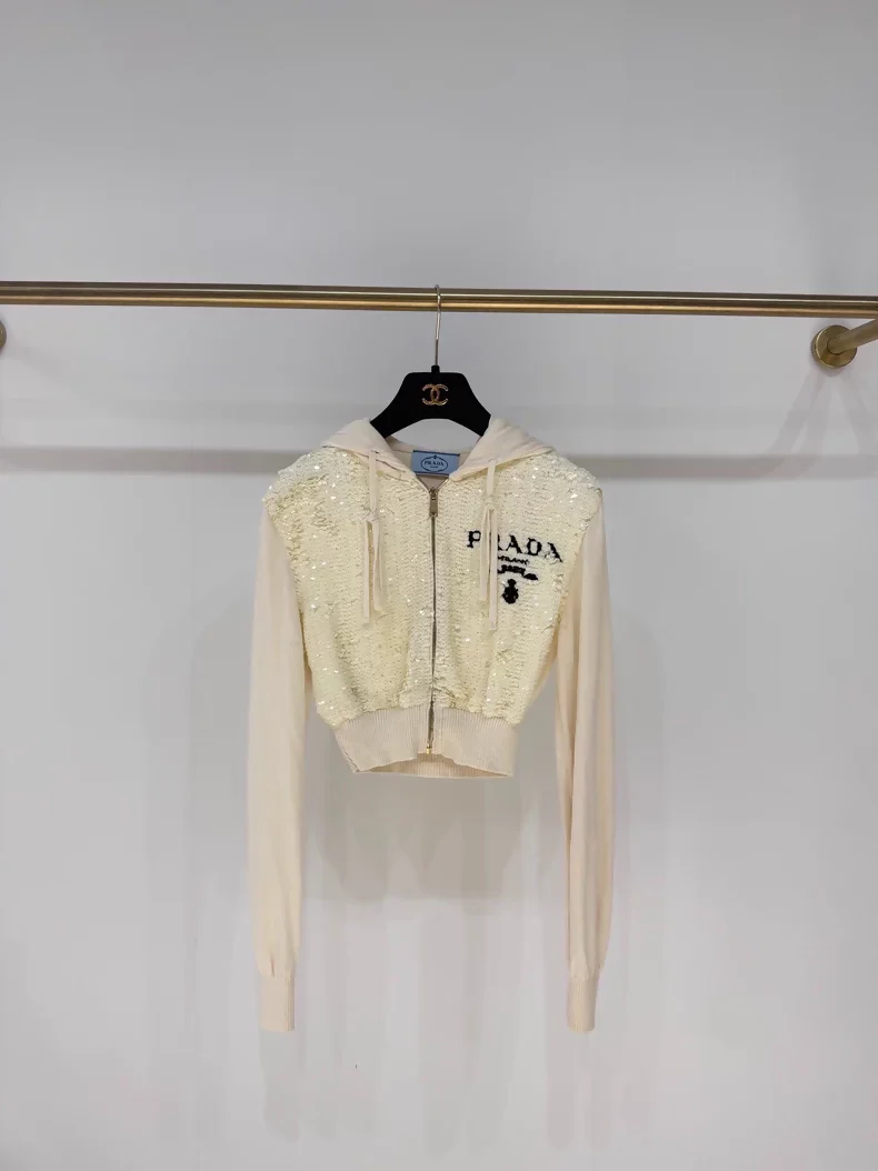 Prada beige sequined cardigan