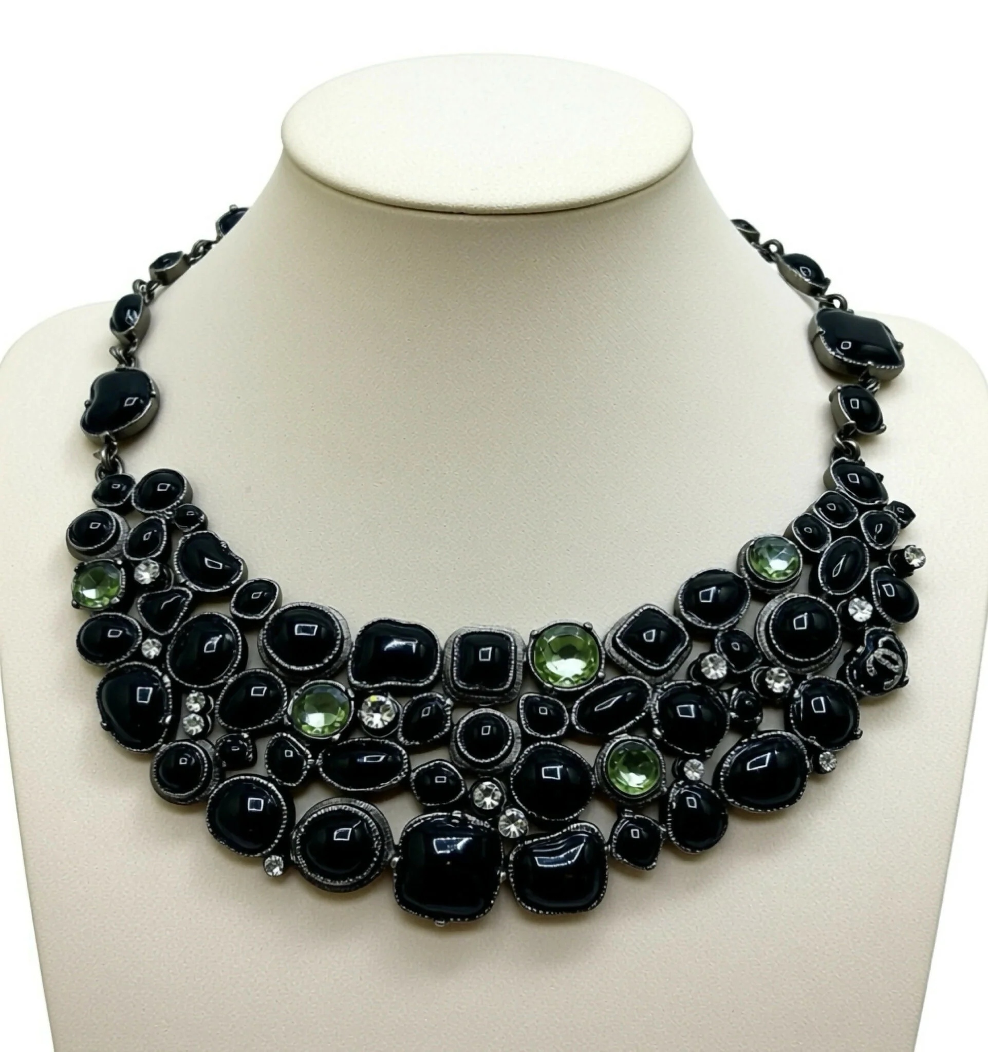 Rare Chanel 08A Black Crystals CC Gripoix Statement Bib Collar Necklace - Image 5