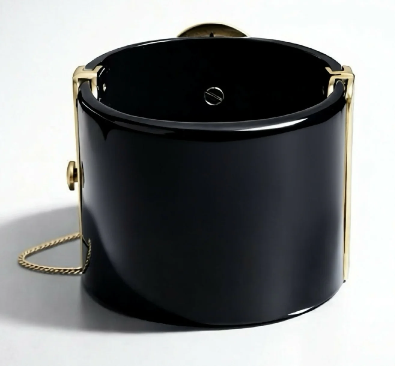 Rare Chanel 14A Paris Dallas Black Gold Wide Statement Cuff Bracelet - Image 9