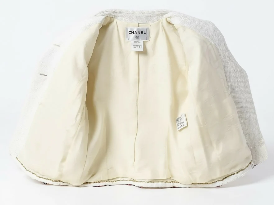 Rare Chanel 15C Dubai Swarovski Crystals White Multicolor Braided Trim Short Jacket FR 38 - Image 6