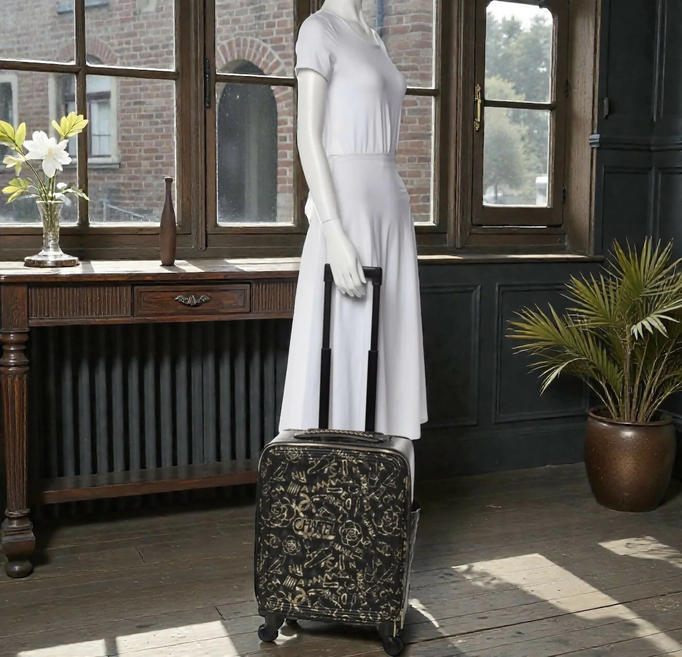 Rare Chanel 19A Paris New York Egypt Graffiti Trolley Travel Bag Carry On Luggage - Image 3