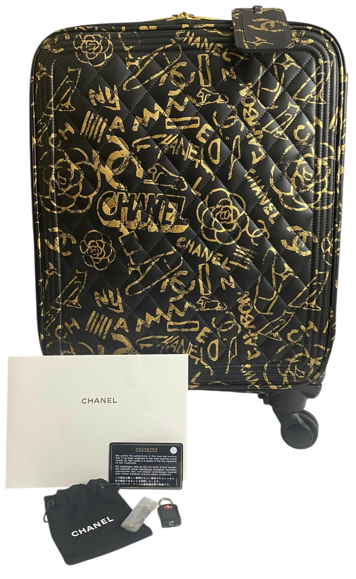 Rare Chanel 19A Paris New York Egypt Graffiti Trolley Travel Bag Carry On Luggage - Image 4