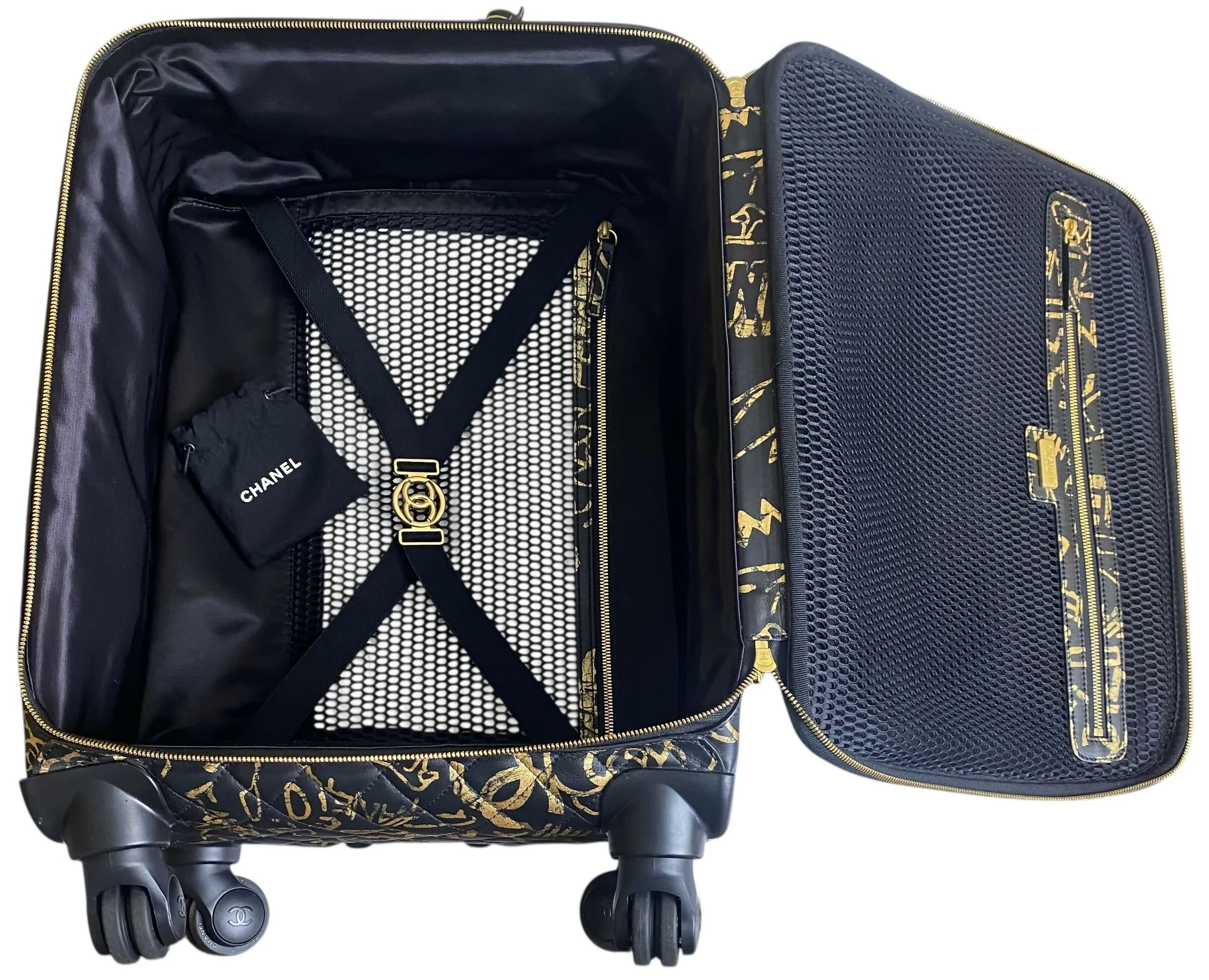 Rare Chanel 19A Paris New York Egypt Graffiti Trolley Travel Bag Carry On Luggage - Image 9