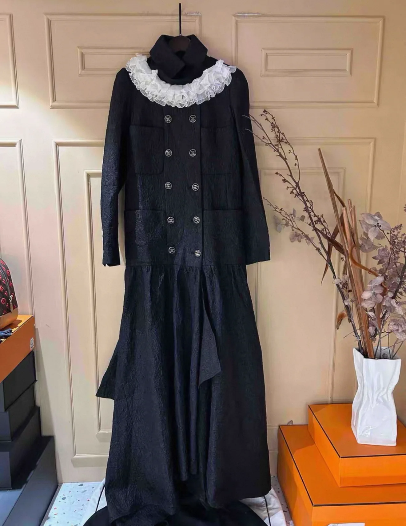 Rare Chanel 2021 Black Long Coat/Dress 38 - Image 2